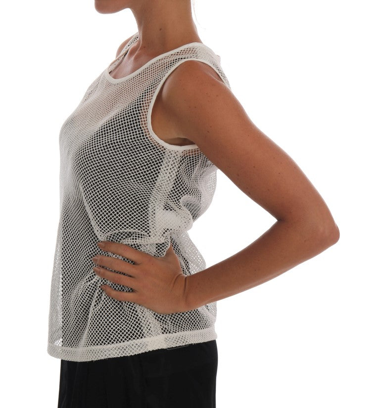 White Net Tank Transparent Top designed by Dolce & Gabbana available from Moon Behind The Hill's Women's Clothing range