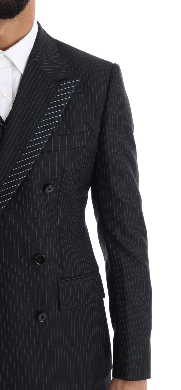 Dolce & Gabbana Men's Gray Double Breasted 3 Piece Suit - Designed by Dolce & Gabbana Available to Buy at a Discounted Price on Moon Behind The Hill Online Designer Discount Store
