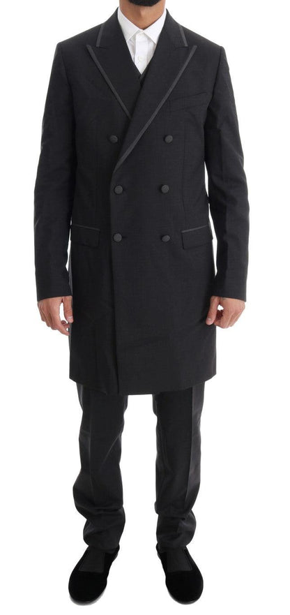 Dolce & Gabbana Men's Gray Wool Stretch 3 Piece Two Button Suit - Designed by Dolce & Gabbana Available to Buy at a Discounted Price on Moon Behind The Hill Online Designer Discount Store