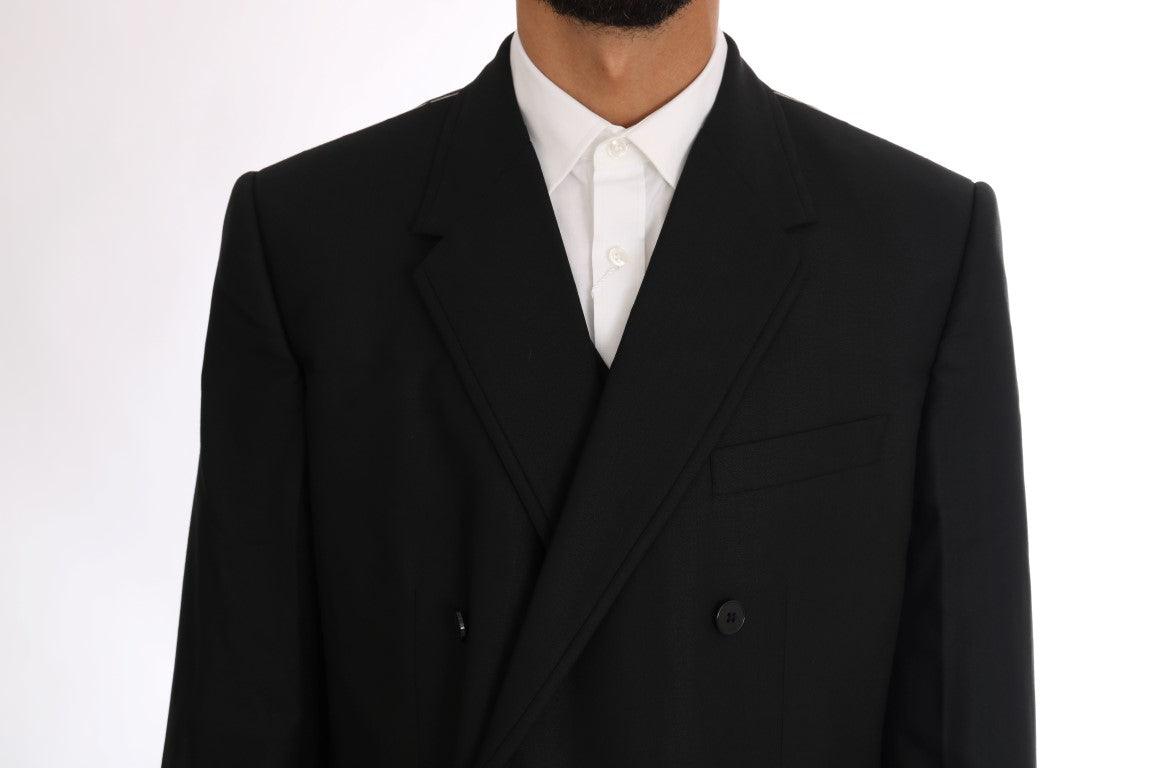 Dolce & Gabbana Men's Black Wool Double Breasted Slim Fit Suit - Designed by Dolce & Gabbana Available to Buy at a Discounted Price on Moon Behind The Hill Online Designer Discount Store
