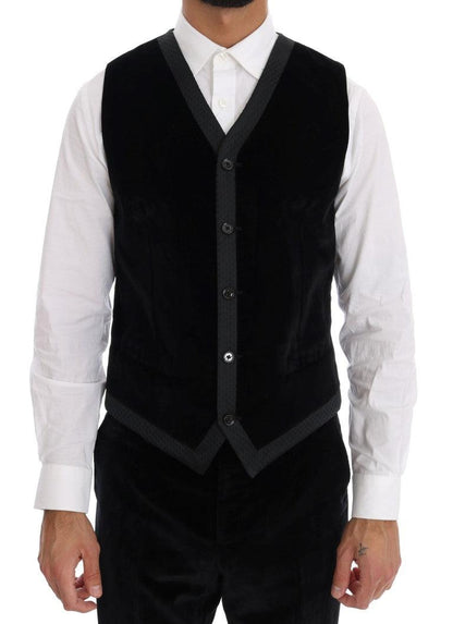 Dolce & Gabbana Men's Black Velvet Slim Double Breasted Suit - Designed by Dolce & Gabbana Available to Buy at a Discounted Price on Moon Behind The Hill Online Designer Discount Store