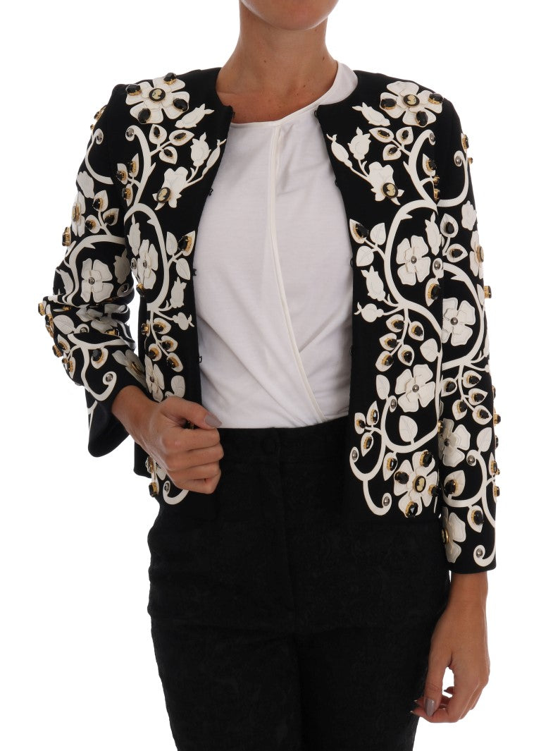 Black Baroque Floral Crystal Jacket - Designed by Dolce & Gabbana Available to Buy at a Discounted Price on Moon Behind The Hill Online Designer Discount Store
