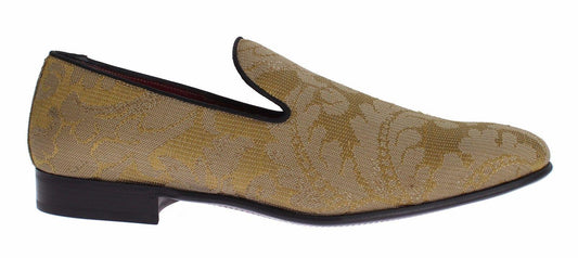 Dolce & Gabbana Yellow Gold Silk Baroque Loafers Shoes - Designed by Dolce & Gabbana Available to Buy at a Discounted Price on Moon Behind The Hill Online Designer Discount Store