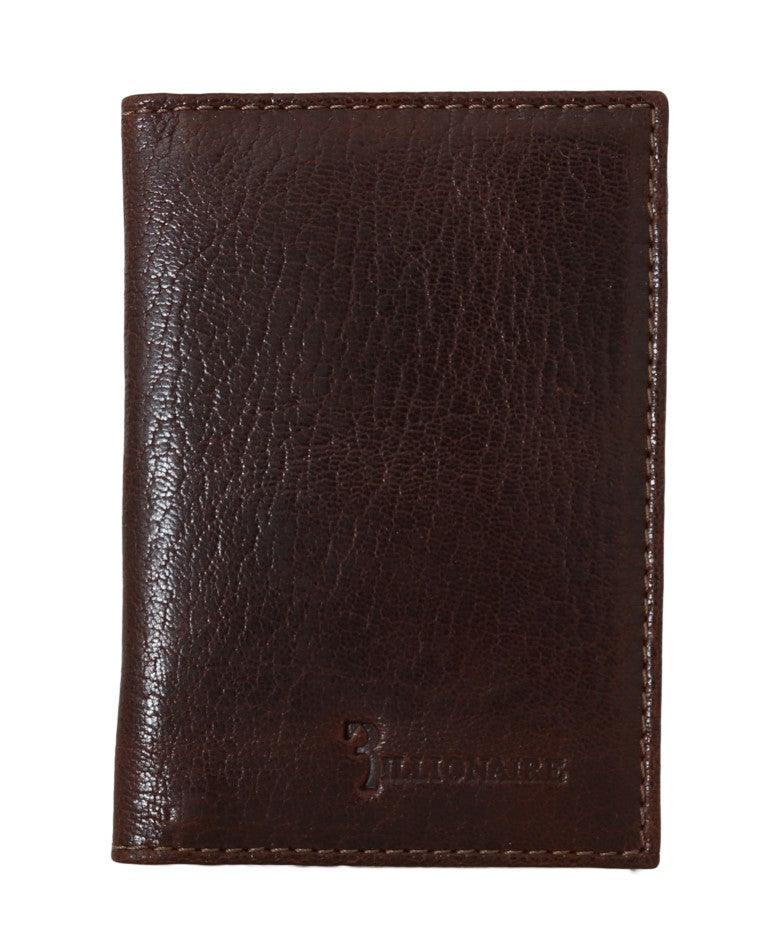 Brown Leather Bifold Wallet - Designed by Billionaire Italian Couture Available to Buy at a Discounted Price on Moon Behind The Hill Online Designer Discount Store