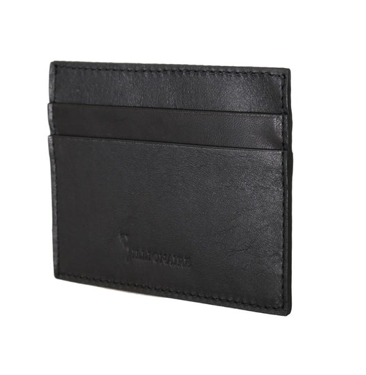 Black Leather Cardholder Wallet - Designed by Billionaire Italian Couture Available to Buy at a Discounted Price on Moon Behind The Hill Online Designer Discount Store