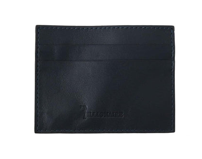 Blue Leather Cardholder Wallet - Designed by Billionaire Italian Couture Available to Buy at a Discounted Price on Moon Behind The Hill Online Designer Discount Store