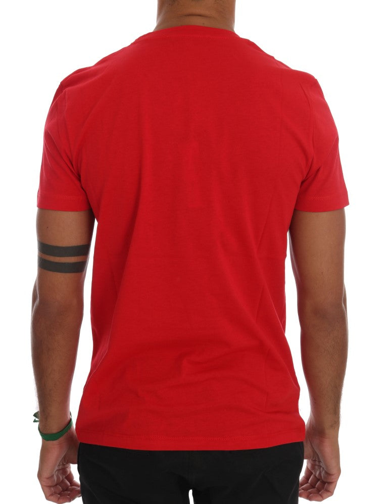 Frankie Morello Men's Red Cotton RIDERS Crewneck T-Shirt - Designed by Frankie Morello Available to Buy at a Discounted Price on Moon Behind The Hill Online Designer Discount Store