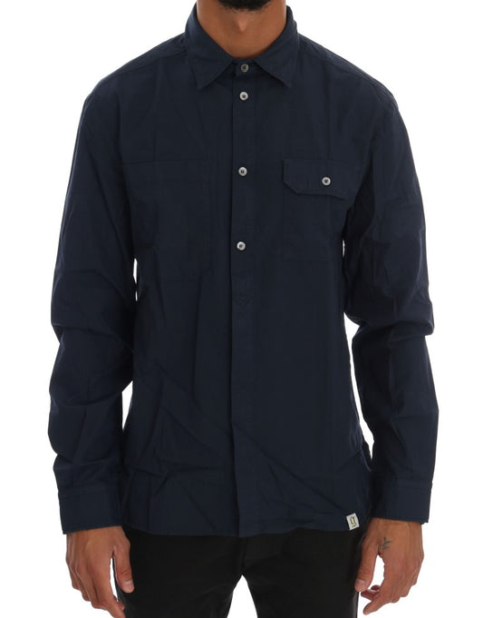 Blue Casual Cotton Long Sleeve Shirt - Designed by John Galliano Available to Buy at a Discounted Price on Moon Behind The Hill Online Designer Discount Store