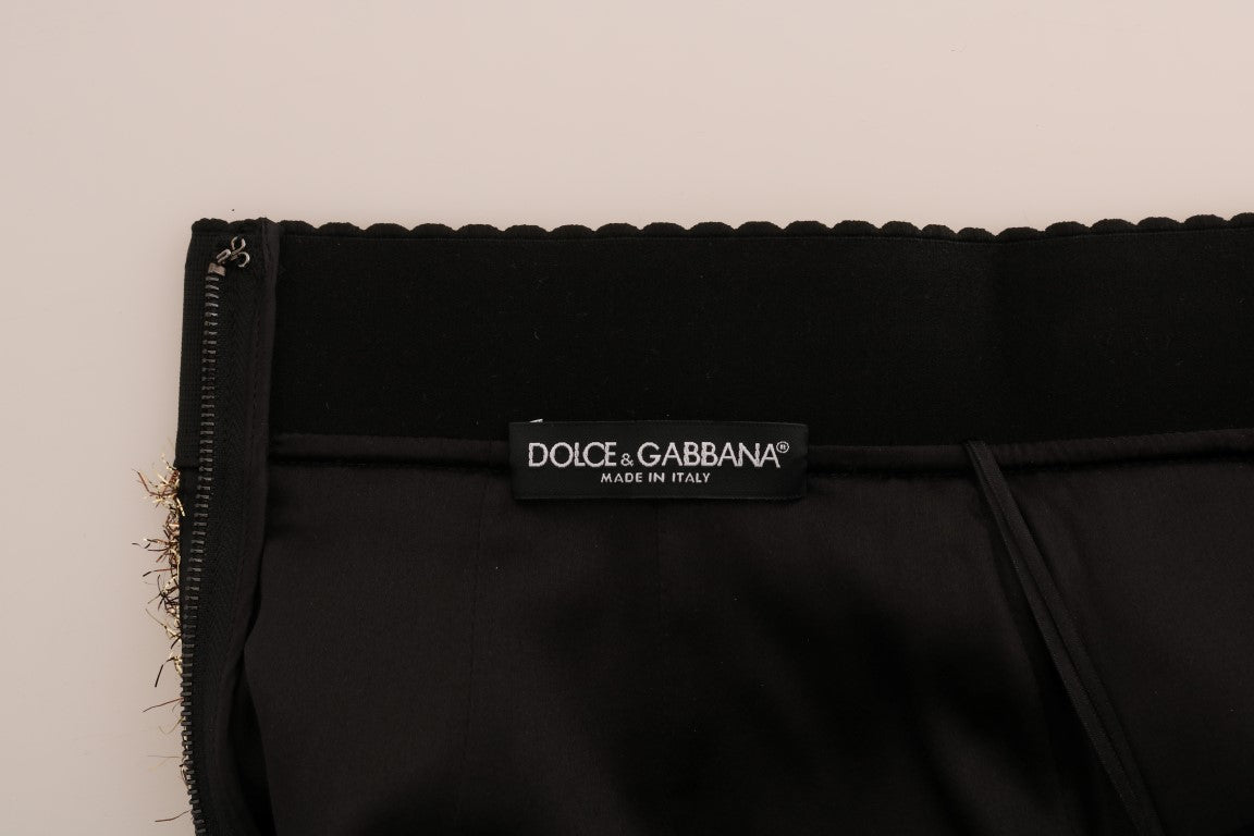 Gold Black Short Mini Skirt - Designed by Dolce & Gabbana Available to Buy at a Discounted Price on Moon Behind The Hill Online Designer Discount Store