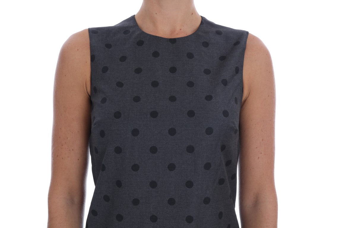 Gray Polka Dotted Sheath Wool Dress - Designed by Dolce & Gabbana Available to Buy at a Discounted Price on Moon Behind The Hill Online Designer Discount Store