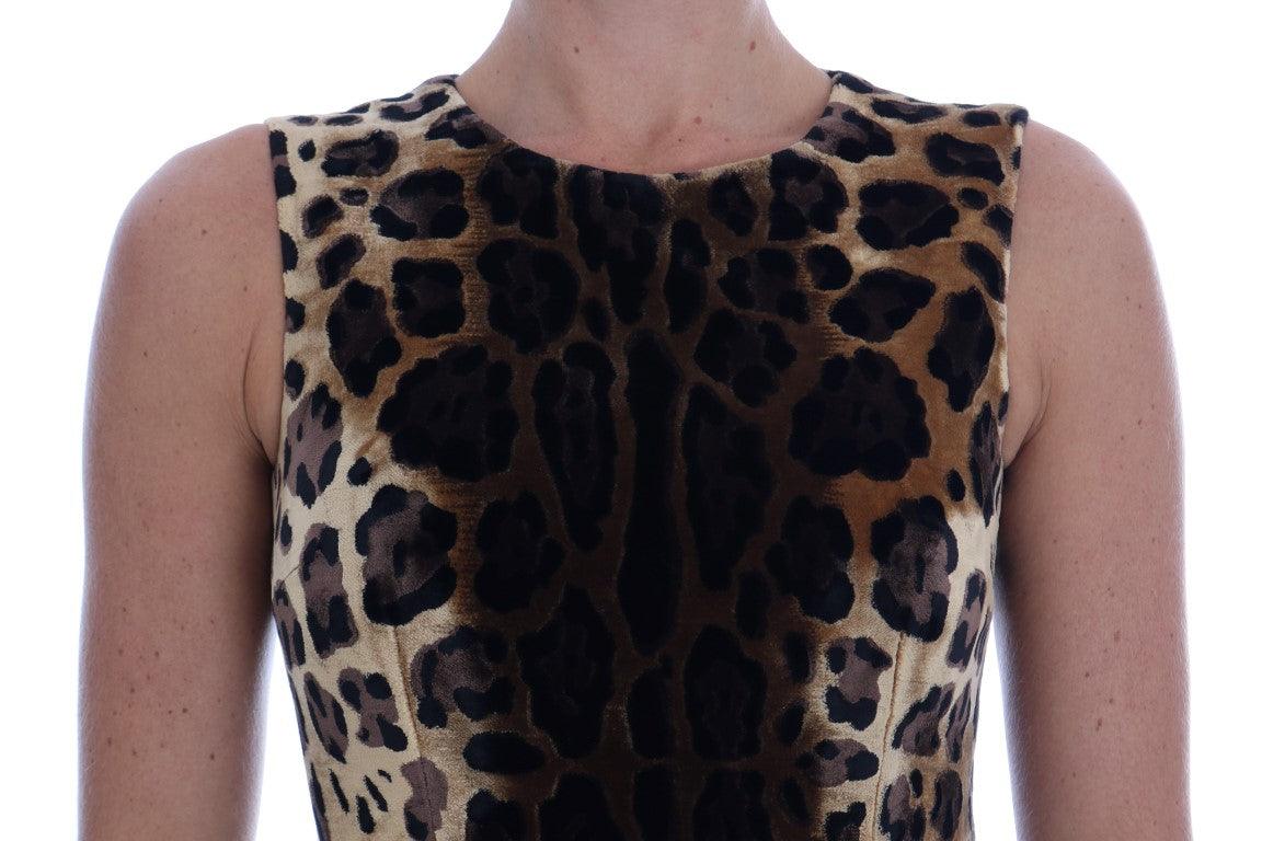Brown Leopard Print Silk Sheath Dress - Designed by Dolce & Gabbana Available to Buy at a Discounted Price on Moon Behind The Hill Online Designer Discount Store