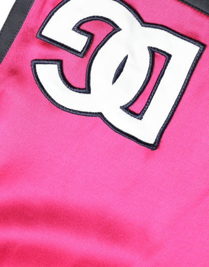Pink Viscose Jersey Logo High Waist Shorts