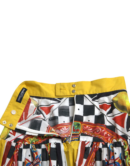 Multicolor Carretto Lemon High Waist A-line Skirt