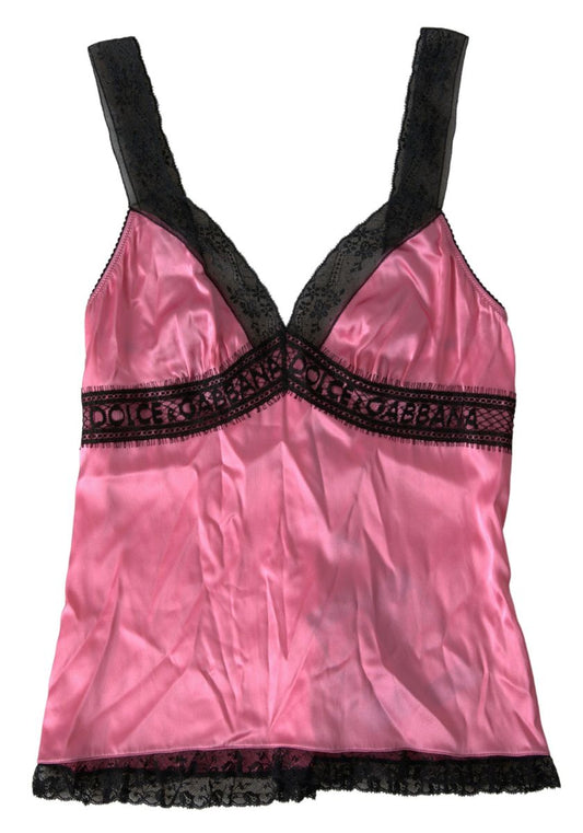 Pink Lace Silk Sleepwear Camisole Top Underwear