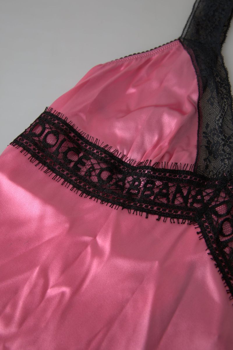 Pink Lace Silk Sleepwear Camisole Top Underwear