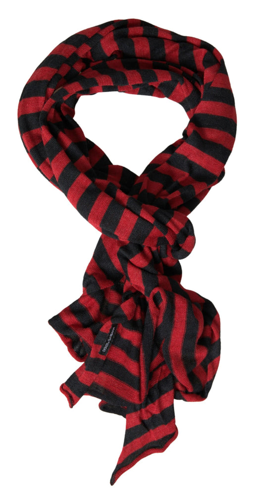 Red Black Stripes Acrylic Wrap Shawl Scarf