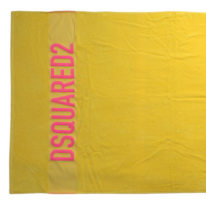 Yellow Logo Print Cotton Soft Unisex Beach Towel