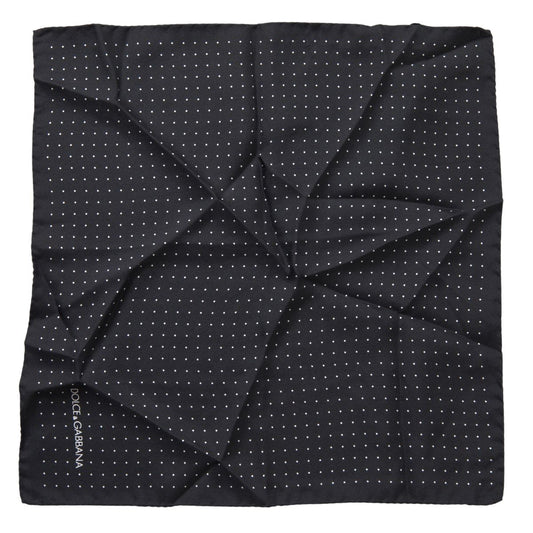 Black Polka Dots Silk Square Handkerchief Scarf