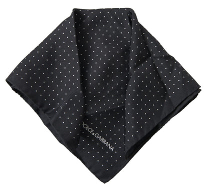 Black Polka Dots Silk Square Handkerchief Scarf