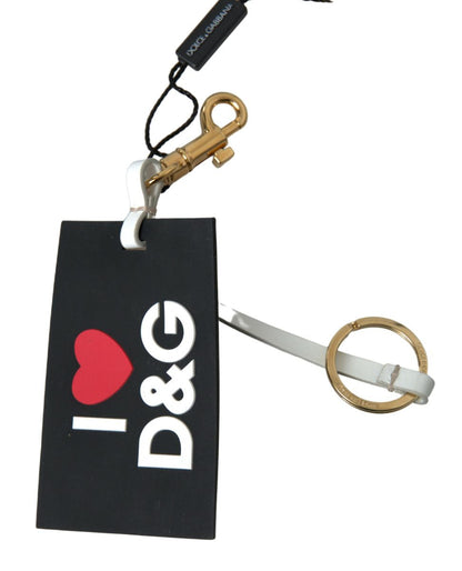 Black Silicone DG Logo Gold Brass Keychain