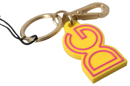 Yellow Rubber DG Logo Gold Brass Metal Keyring Keychain