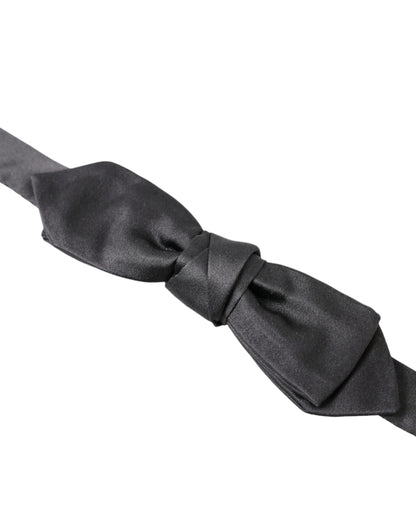 Dark Gray Silk Adjustable Neck Men Papillon Bow Tie