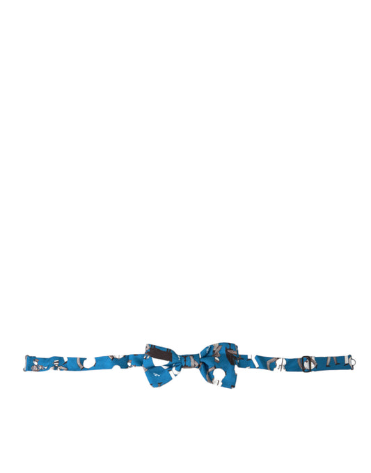 Blue Jazz Club Silk Adjustable Neck Papillon Bow Tie