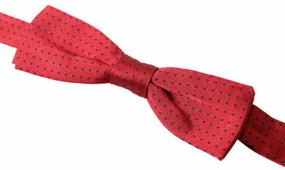 Red Silk Polka Dot Adjustable Neck Men Bow Tie