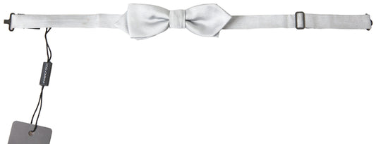 Gray Silk Adjustable Men Neck Papillon Bow Tie