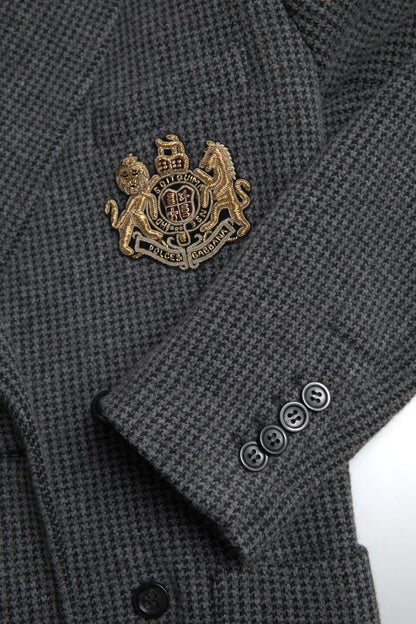 Dolce & Gabbana Men's Gray Logo Embroidery Double Breasted Blazer