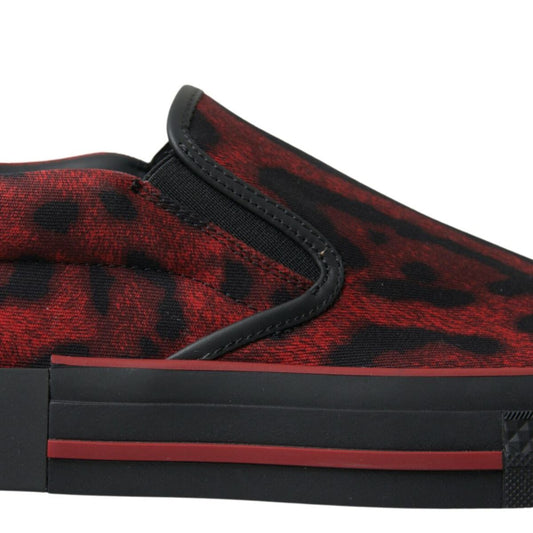 Dolce & Gabbana Red Black Leopard Loafers Sneakers Shoes