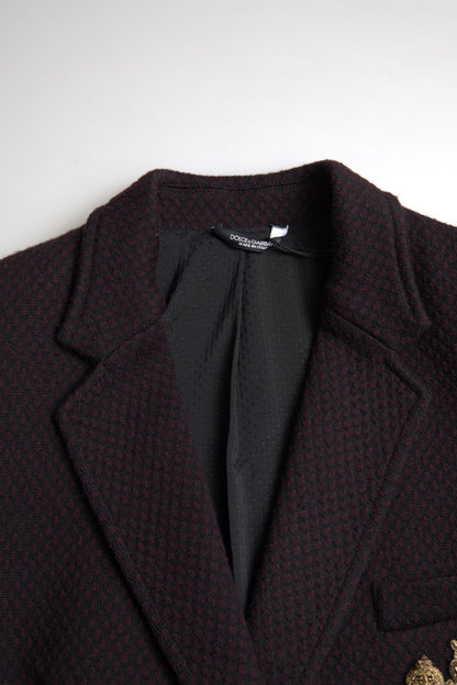 Dolce & Gabbana Men's Black Logo Embroidery Double Breasted Blazer