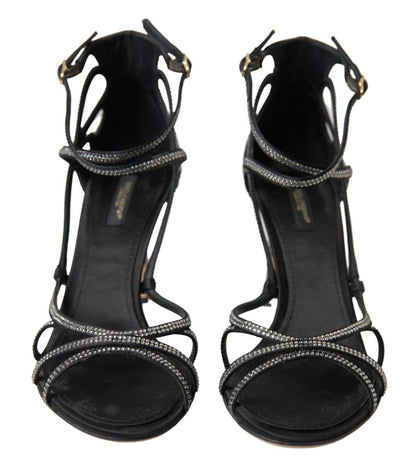 Dolce & Gabbana Rhinestone Stiletto Sandal Satin Shoes