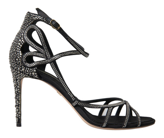 Dolce & Gabbana Rhinestone Stiletto Sandal Satin Shoes