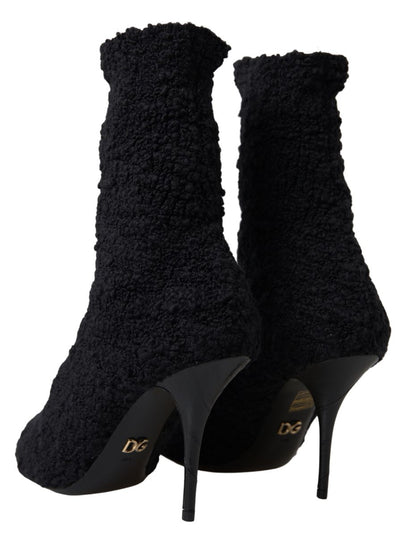 Dolce & Gabbana Black Stiletto Heels Mid Calf Boots
