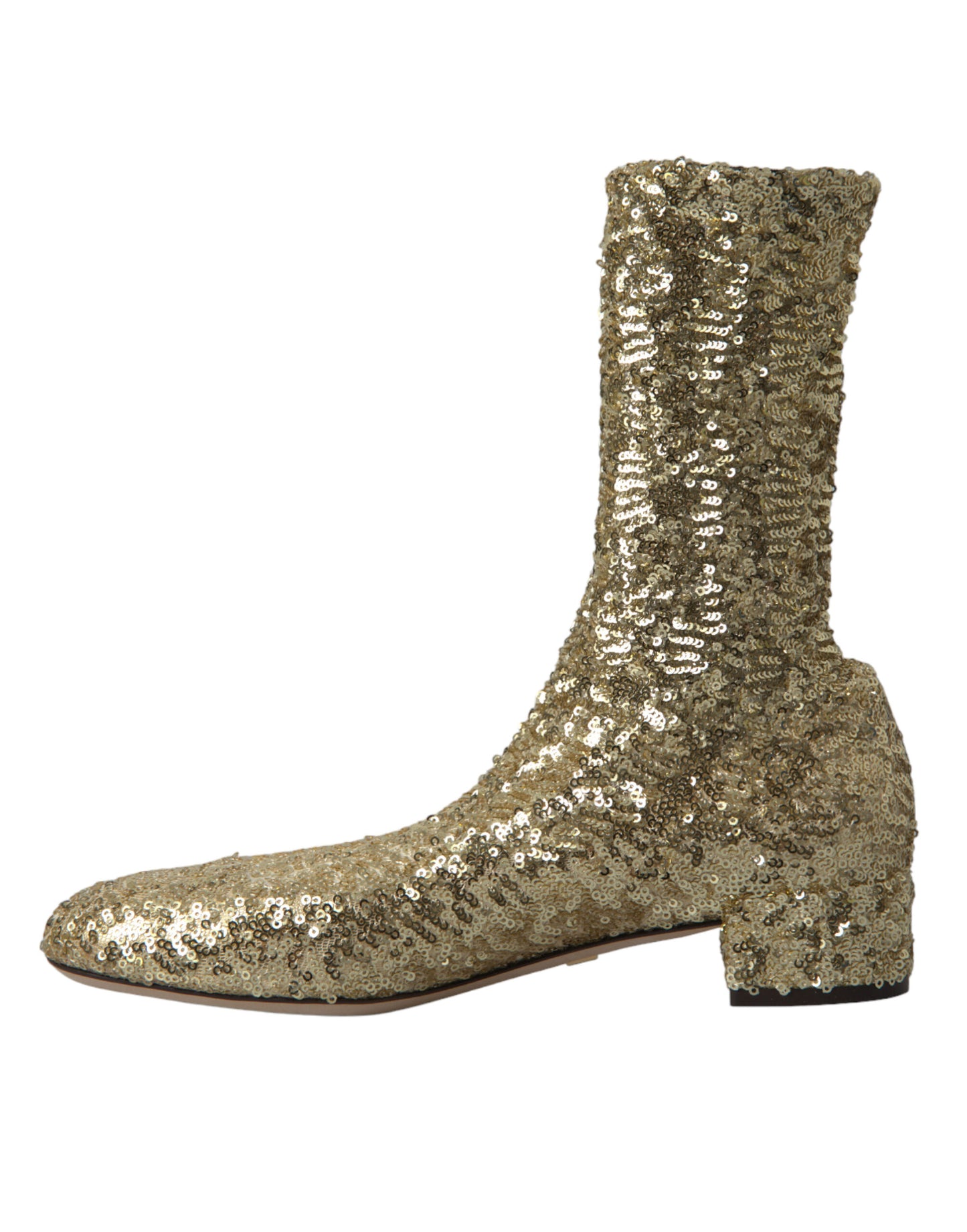 Gold Sequined Short Boots Stretch Shoes