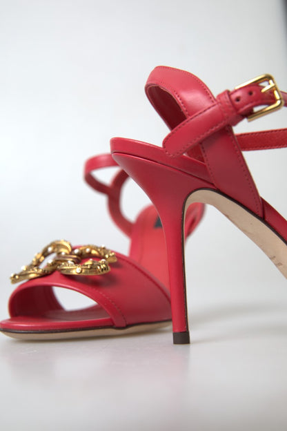 Red Ankle Strap Stiletto Heels Sandals Shoes
