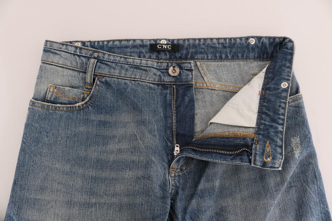 Blue Cotton Stretch Denim Jeans - Designed by Costume National Available to Buy at a Discounted Price on Moon Behind The Hill Online Designer Discount Store