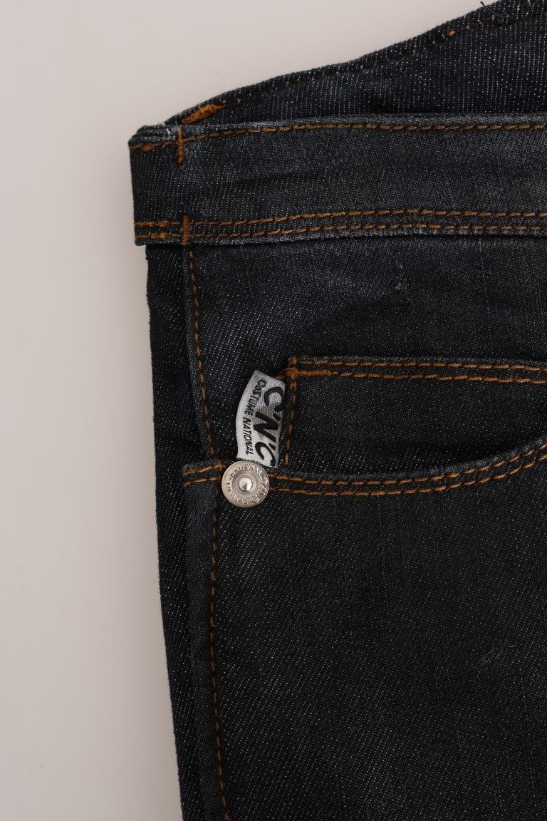 Dark Blue Cotton Slim Fit Jeans - Designed by Costume National Available to Buy at a Discounted Price on Moon Behind The Hill Online Designer Discount Store