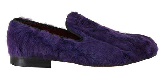 Purple Sheep Fur Leather Loafers designed by Dolce & Gabbana available from Moon Behind The Hill's Women's Footwear range