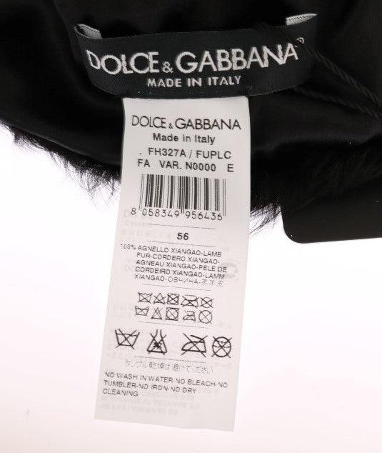 Black Xiangao Lamb Fur Beanie - Designed by Dolce & Gabbana Available to Buy at a Discounted Price on Moon Behind The Hill Online Designer Discount Store