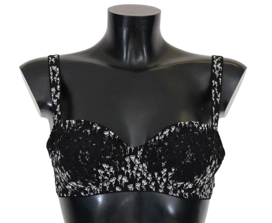 Black Silk White Lace Stretch Underwear Bra - Designed by Dolce & Gabbana Available to Buy at a Discounted Price on Moon Behind The Hill Online Designer Discount Store