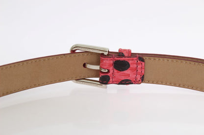 Pink Polka Snakeskin Silver Buckle Belt designed by Dolce & Gabbana available from Moon Behind The Hill's Women's Accessories range