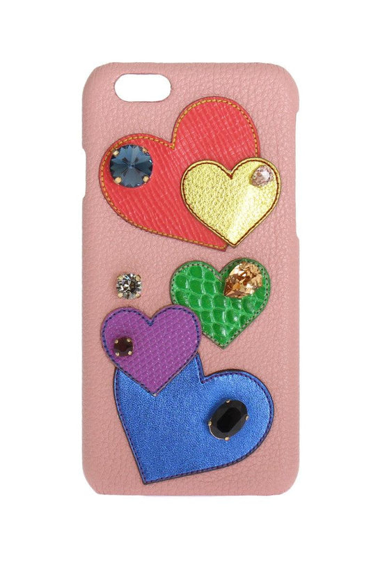 Pink Leather Heart Crystal Phone Case designed by Dolce & Gabbana available from Moon Behind The Hill's Accessories range