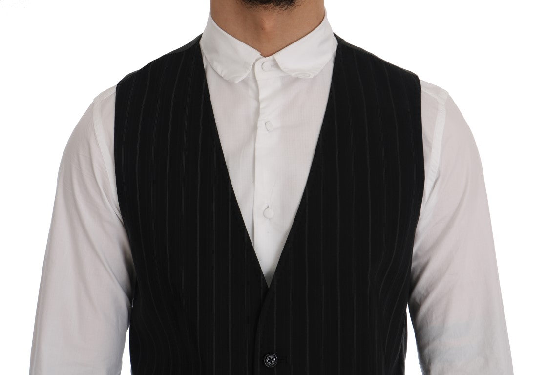 Black STAFF Cotton Striped Vest - Designed by Dolce & Gabbana Available to Buy at a Discounted Price on Moon Behind The Hill Online Designer Discount Store