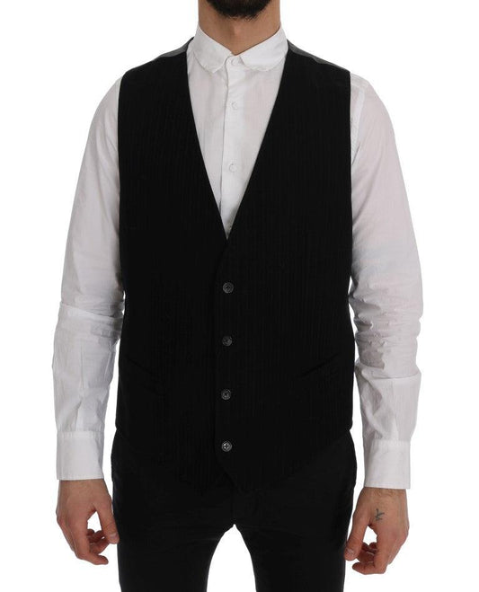 Black STAFF Cotton Striped Vest - Designed by Dolce & Gabbana Available to Buy at a Discounted Price on Moon Behind The Hill Online Designer Discount Store
