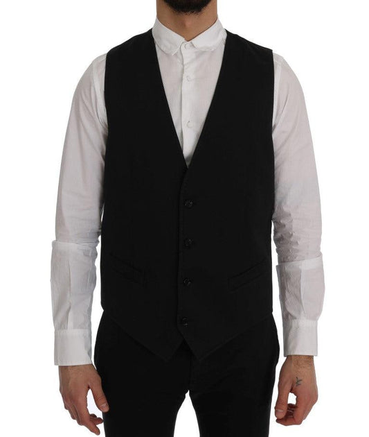 Black STAFF Cotton Vest - Designed by Dolce & Gabbana Available to Buy at a Discounted Price on Moon Behind The Hill Online Designer Discount Store