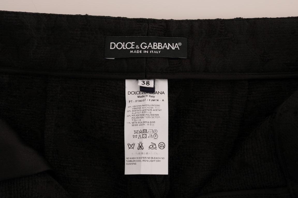 Black Floral Brocade Capri Pants - Designed by Dolce & Gabbana Available to Buy at a Discounted Price on Moon Behind The Hill Online Designer Discount Store