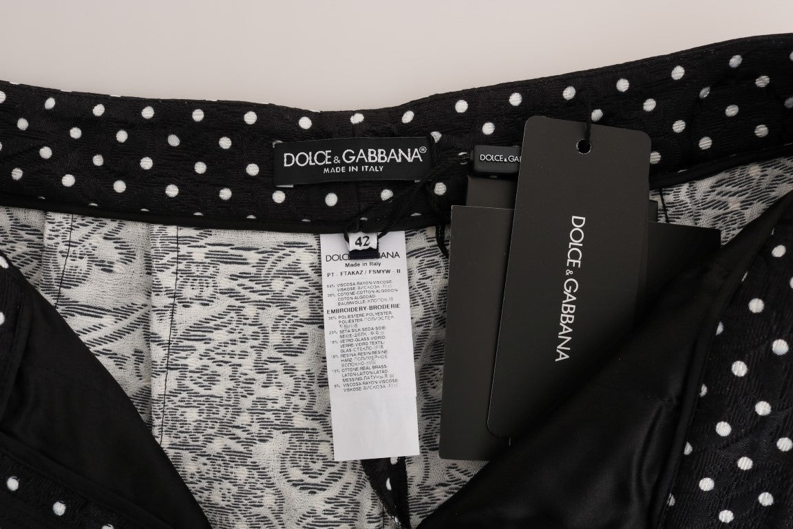 Black Polka Dot Sicily Crystal Pants - Designed by Dolce & Gabbana Available to Buy at a Discounted Price on Moon Behind The Hill Online Designer Discount Store