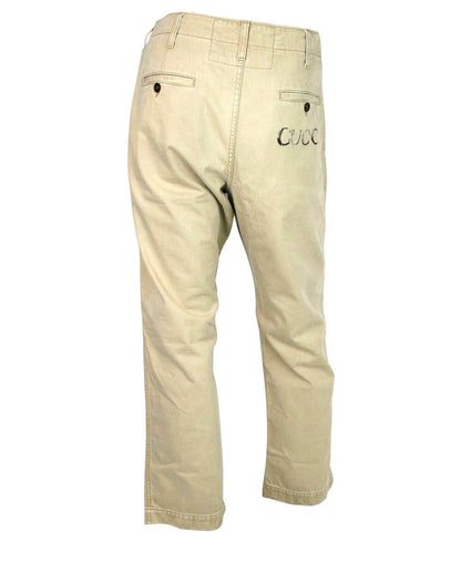 Gucci Men's Light Brown Washed Cotton Pant Gucci Print - Designed by Gucci Available to Buy at a Discounted Price on Moon Behind The Hill Online Designer Discount Store